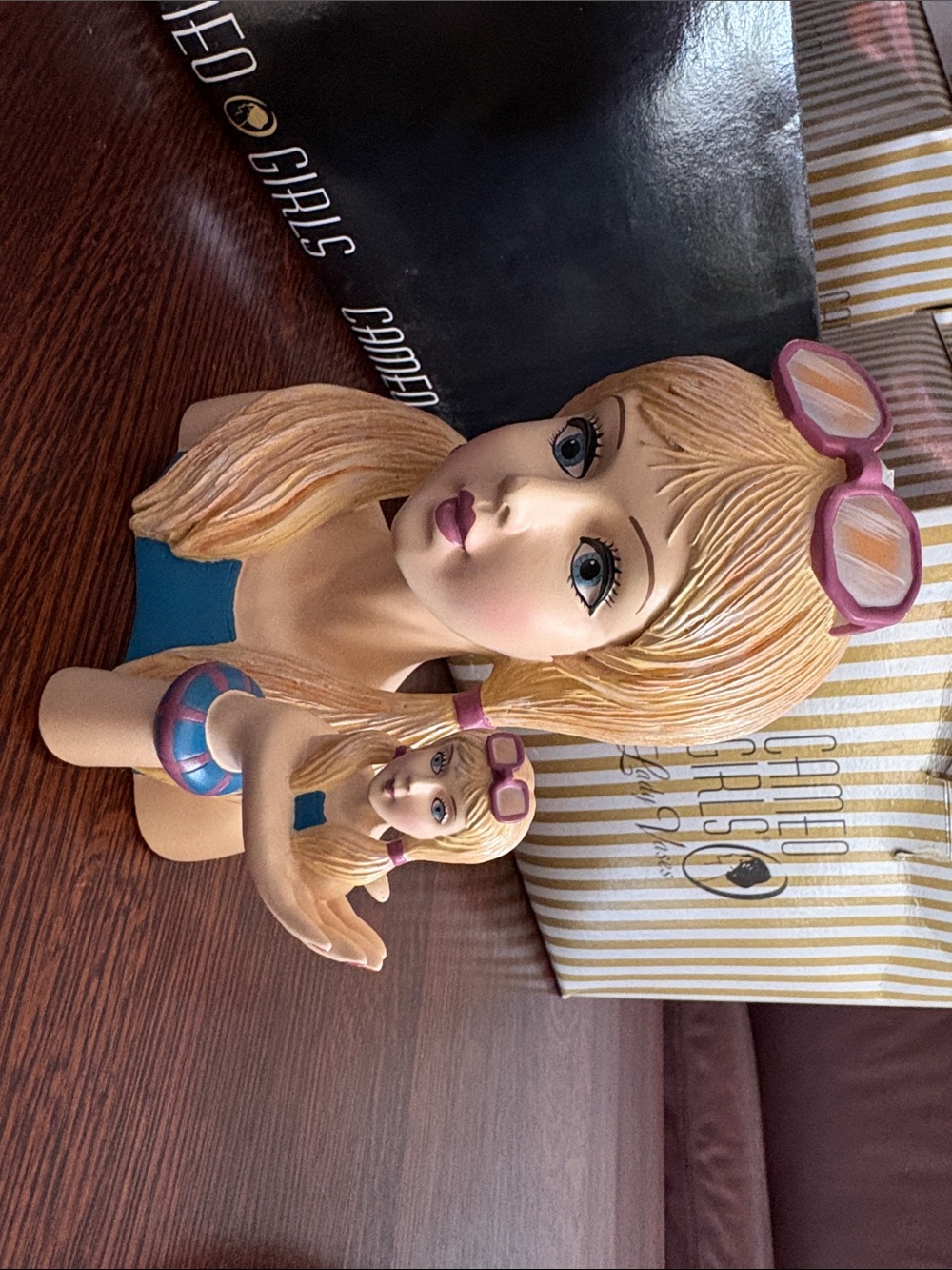 Cameo Girls Deluxe 'Convention Carrie' Blonde Lady Head  Figurine - Blue Accents